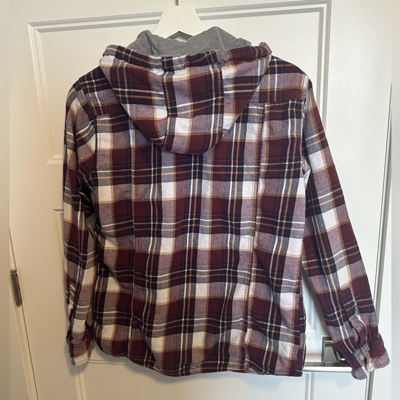 3/$15 Button Down Plaid Shirt with Hood - Picture 2 of 3